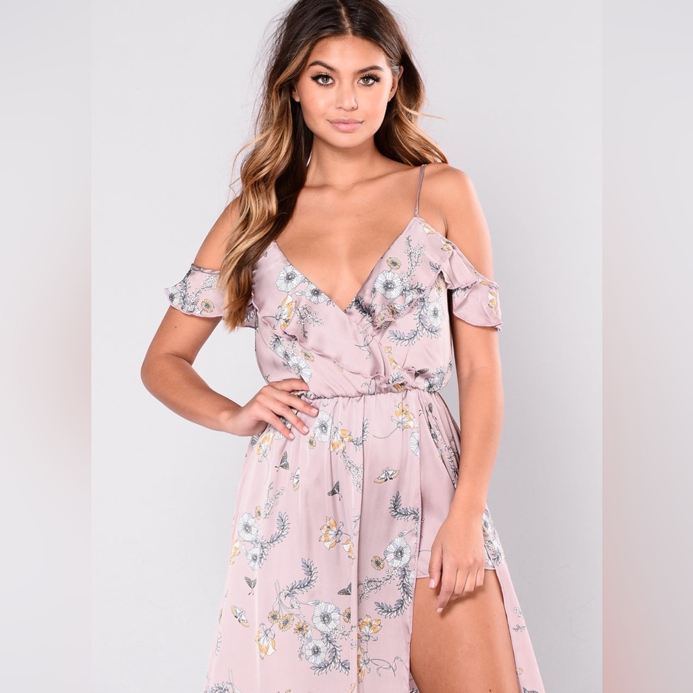 Miley and Molly violet silk floral dress romper S